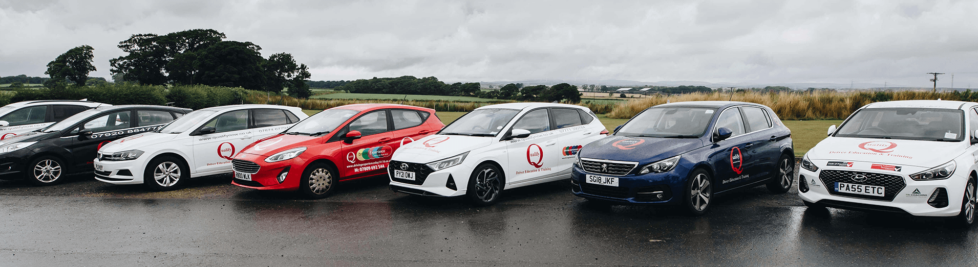 Seven of our training cars lined up.